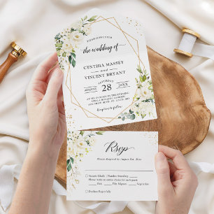 Greenery Floral Geometric (No ENV needed) Wedding  All In One Invitation