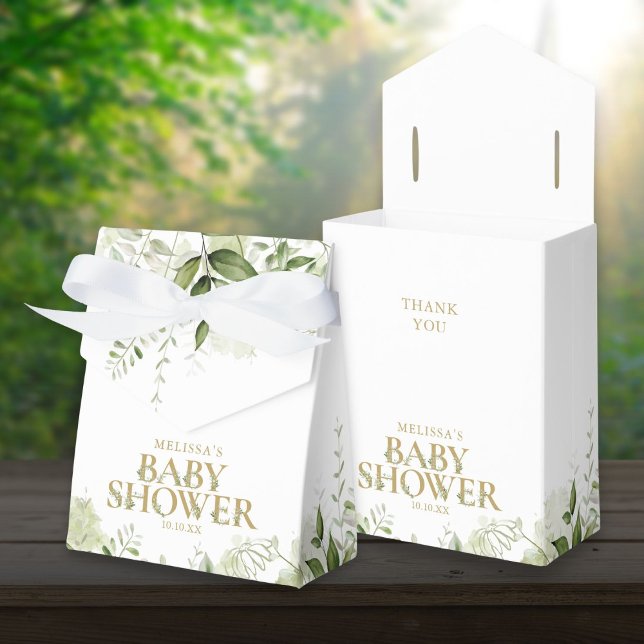 Greenery Floral Gold Baby Shower Favour Box (Greenery Floral Gold Baby Shower Favor Box)
