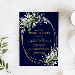 Greenery Floral & Gold Bridal Shower Invitation
