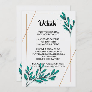 Greenery Floral Gold Foil Leaves Enclosure Invitation