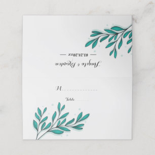 Greenery Floral Gold Foil Leaves Place Card