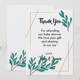 Greenery Floral Gold Foil Leaves thank you Invitation