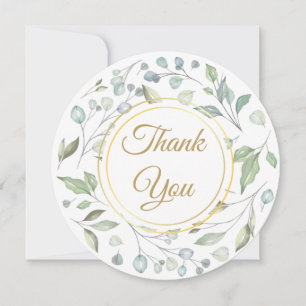 Greenery Floral Gold Script Thank You Card