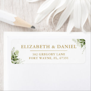 Greenery Floral Gold Wedding Return Address