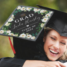 Greenery Floral Graduation Cap Topper