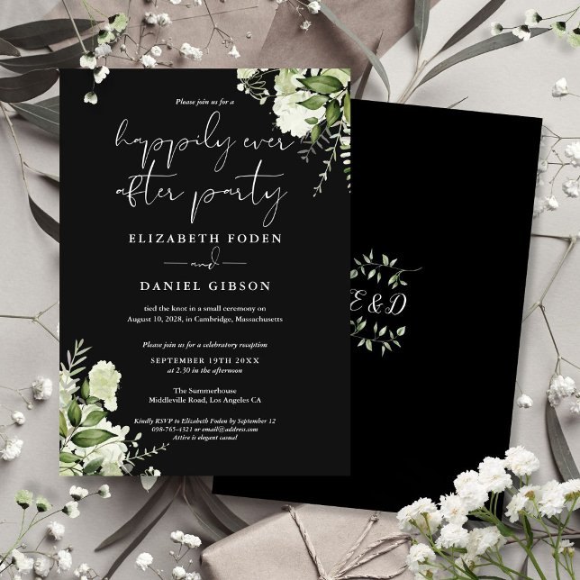 Greenery Floral Happily Ever After Wedding Invitation (Greenery Floral Happily Ever After Wedding Invitation)