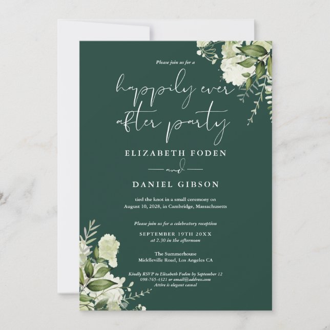 Greenery Floral Happily Ever After Wedding Invitation (Front)
