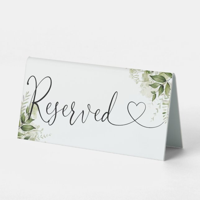 Greenery Floral Heart Script Reserved (Front)