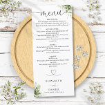 Greenery Floral Heart Script Wedding Dinner Menu<br><div class="desc">This elegant greenery floral heart script wedding menu can be personalised with your information in chic typography. Designed by Thisisnotme©</div>