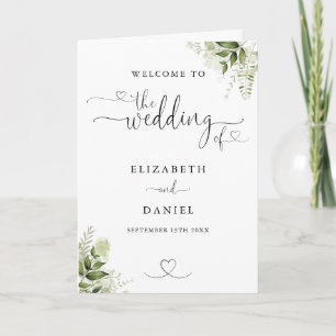 Greenery Floral Heart Script Wedding Programme
