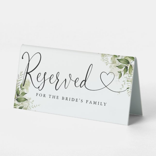 Greenery Floral Heart Script Wedding Reserved (Front)
