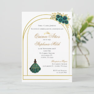 Greenery Floral Mexican Quinceanera Invitation