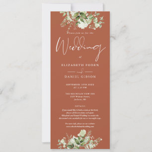 Greenery Floral Modern Details Terracotta Wedding Invitation