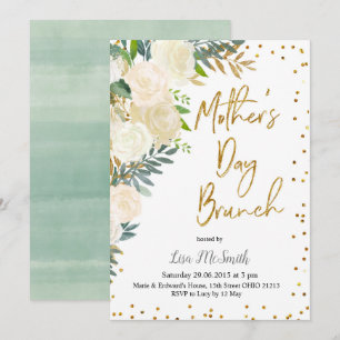 Greenery Floral Mother's Day Brunch Invitation