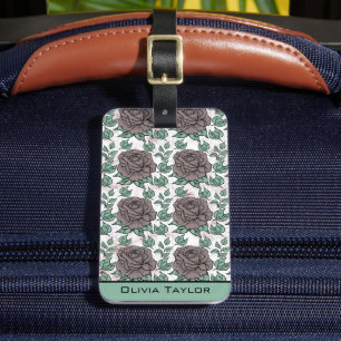 Greenery floral pattern big blossom personalised luggage tag