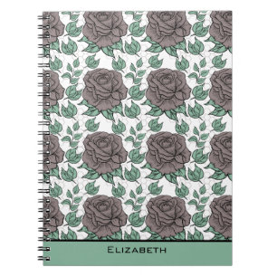 Greenery floral pattern big blossom personalised notebook