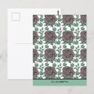 Greenery floral pattern big blossom personalised postcard