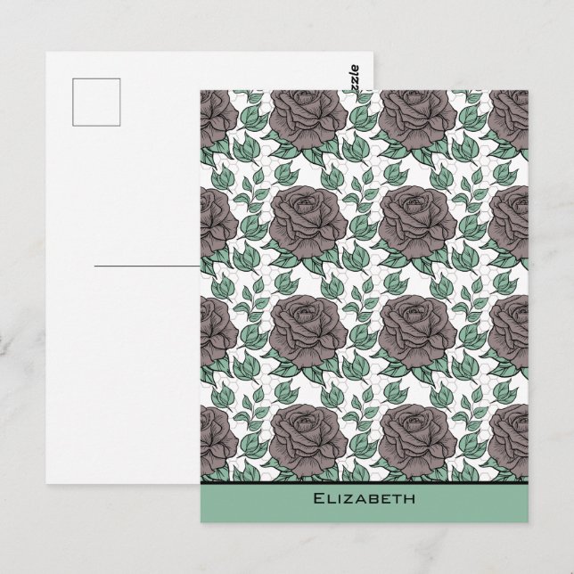 Greenery floral pattern big blossom personalised  postcard (Front/Back)