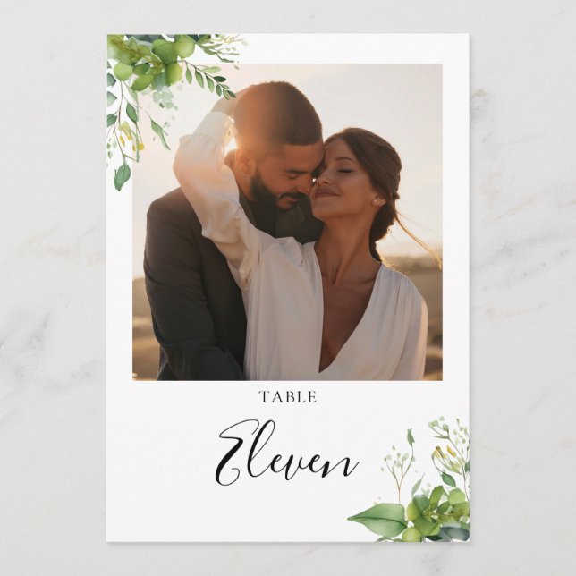 Greenery Floral Photo Table Number (Front)
