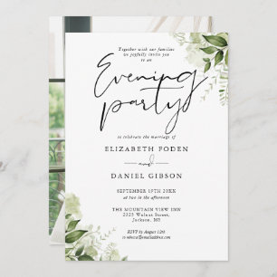 Greenery Floral Photo Wedding Evening Party Invitation