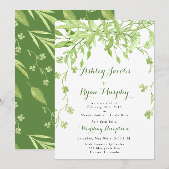 Greenery Floral Post Wedding Reception Only Invitation (Front/Back)