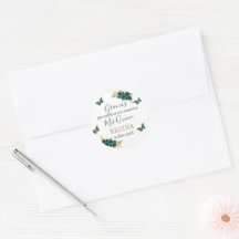 Greenery Floral Quinceañera Classic Round Sticke