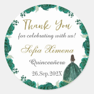 Greenery  Floral Quinceañera  Classic Round Sticker