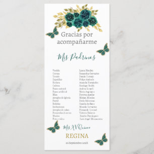 Greenery Floral Quinceañera Programme