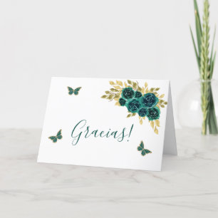 Greenery Floral Quinceañera Thank You Card