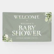 Greenery Floral Sage Green Baby Shower Welcome