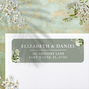 Greenery Floral Sage Green Wedding Return Address