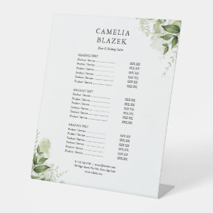 Greenery Floral Salon Service Menu Price List Pedestal Sign