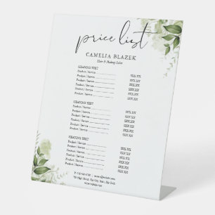 Greenery Floral Salon Service Menu Price List Pedestal Sign