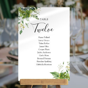 Greenery Floral Seating Plan Table Number