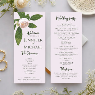 Greenery Floral Simple Elegant Wedding Program