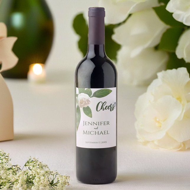 Greenery Floral Simple Elegant Wedding Wine Label (Greenery Floral Simple Elegant Wedding Wine Label)