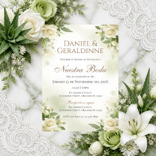 Greenery Floral Spanish Wedding Invitation