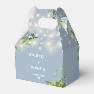 Greenery Floral String Lights Dusty Blue Wedding Favour Box