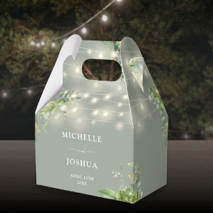 Greenery Floral String Lights Sage Green Wedding Favour Box