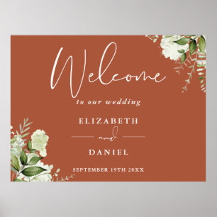 Greenery Floral Terracotta Wedding Welcome Sign