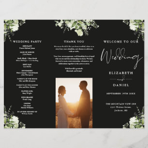 Greenery Floral Trifold Wedding Program Flyer