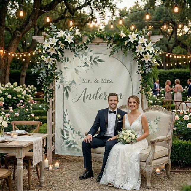 Greenery Floral Wedding Botanic Backdrop Tapestry (Creator Uploaded)