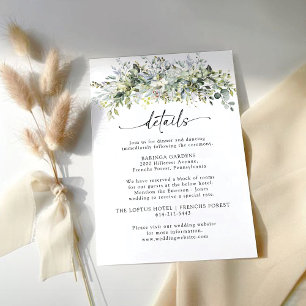 Greenery Floral Wedding Ceremony Details Card