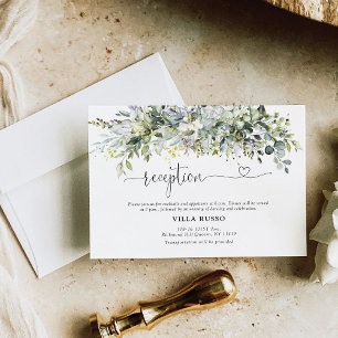 Greenery Floral Wedding Ceremony Reception Card