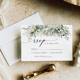 Greenery Floral Wedding Ceremony RSVP Card