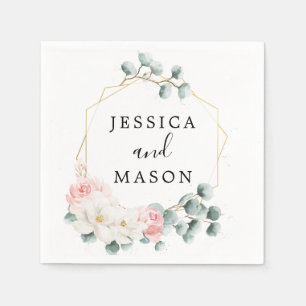 Greenery Floral Wedding Cocktail Napkin