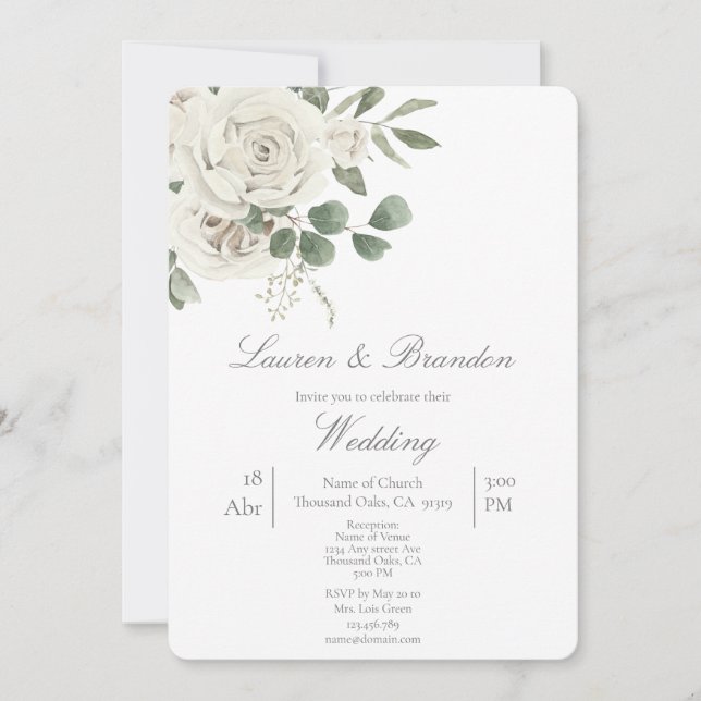 Greenery floral Wedding invitation (Front)