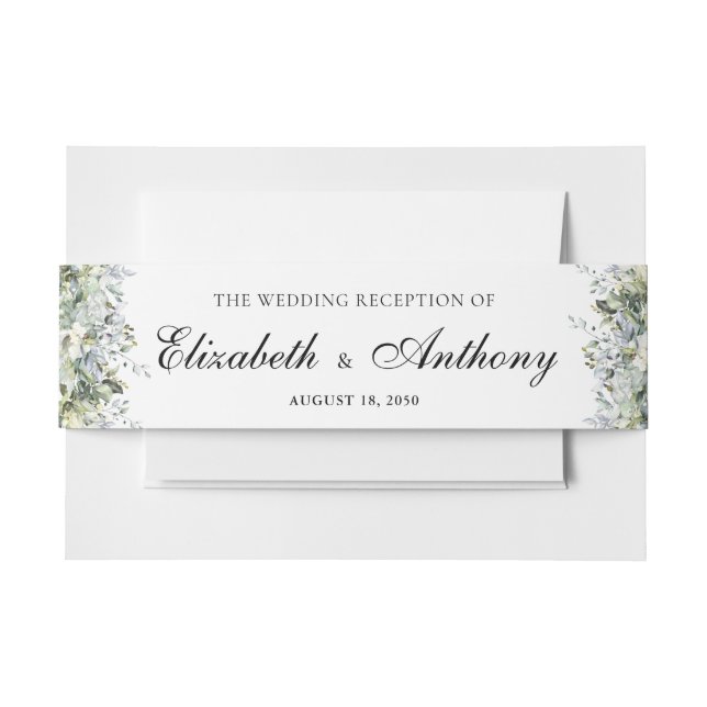 Greenery Floral Wedding Invitation Belly Band (Front Example)