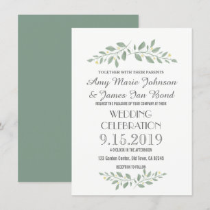 Greenery Floral Wedding Invitations