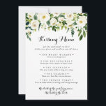 Greenery Floral Wedding Kissing Menu Game Card<br><div class="desc">This greenery floral wedding kissing menu game card is perfect for a rustic wedding reception. The design features elegant watercolor white peonies with green foliage.</div>